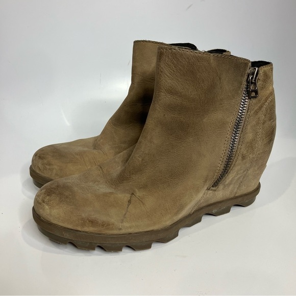 Sorel Joan of arc ll wedge booties tan leather size 10.5 - Picture 1 of 8